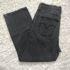 Levi's High-Rise Black Ripped Straight-Leg Jeans